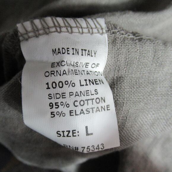 Lina Tomei Dress Large Taupe Linen Beaded Stretch Knit Career Sustainable Italy - Picture 8 of 9